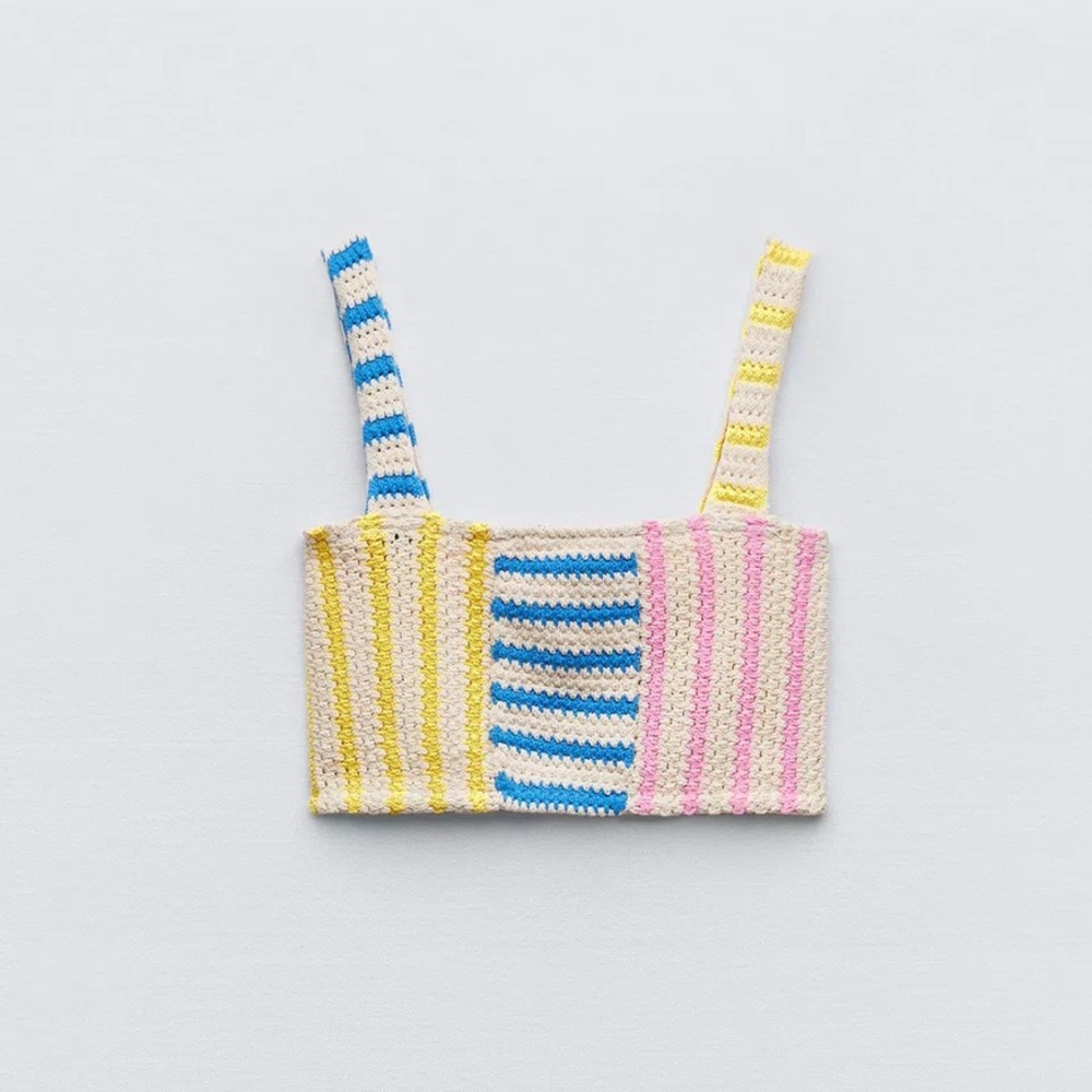 ZARA Striped Knit Crop Top